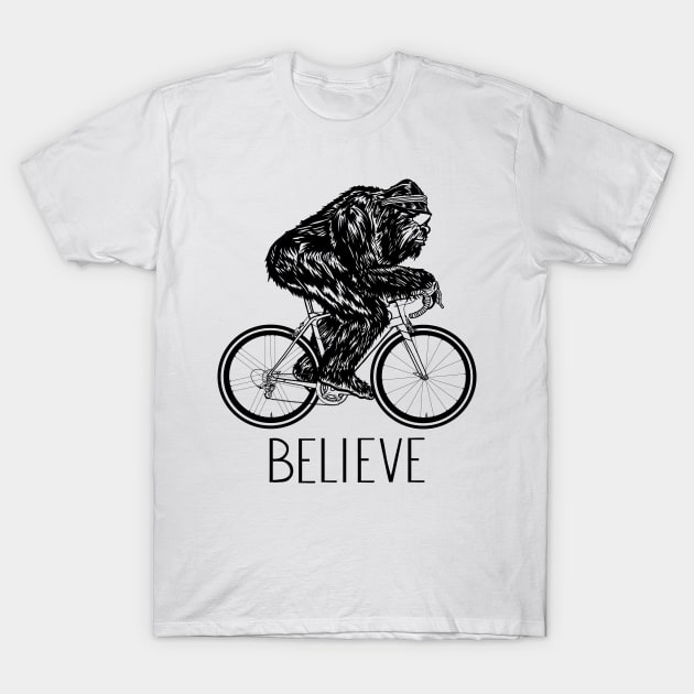 Believe Bigfoot Yeti Sasquatch Rides T-Shirt by Chris Nixt